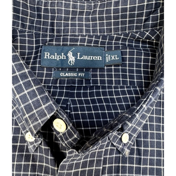 Ralph Lauren Classic Fit XL‎ Button Down Tattersall Blue White Shirt - Picture 3 of 7